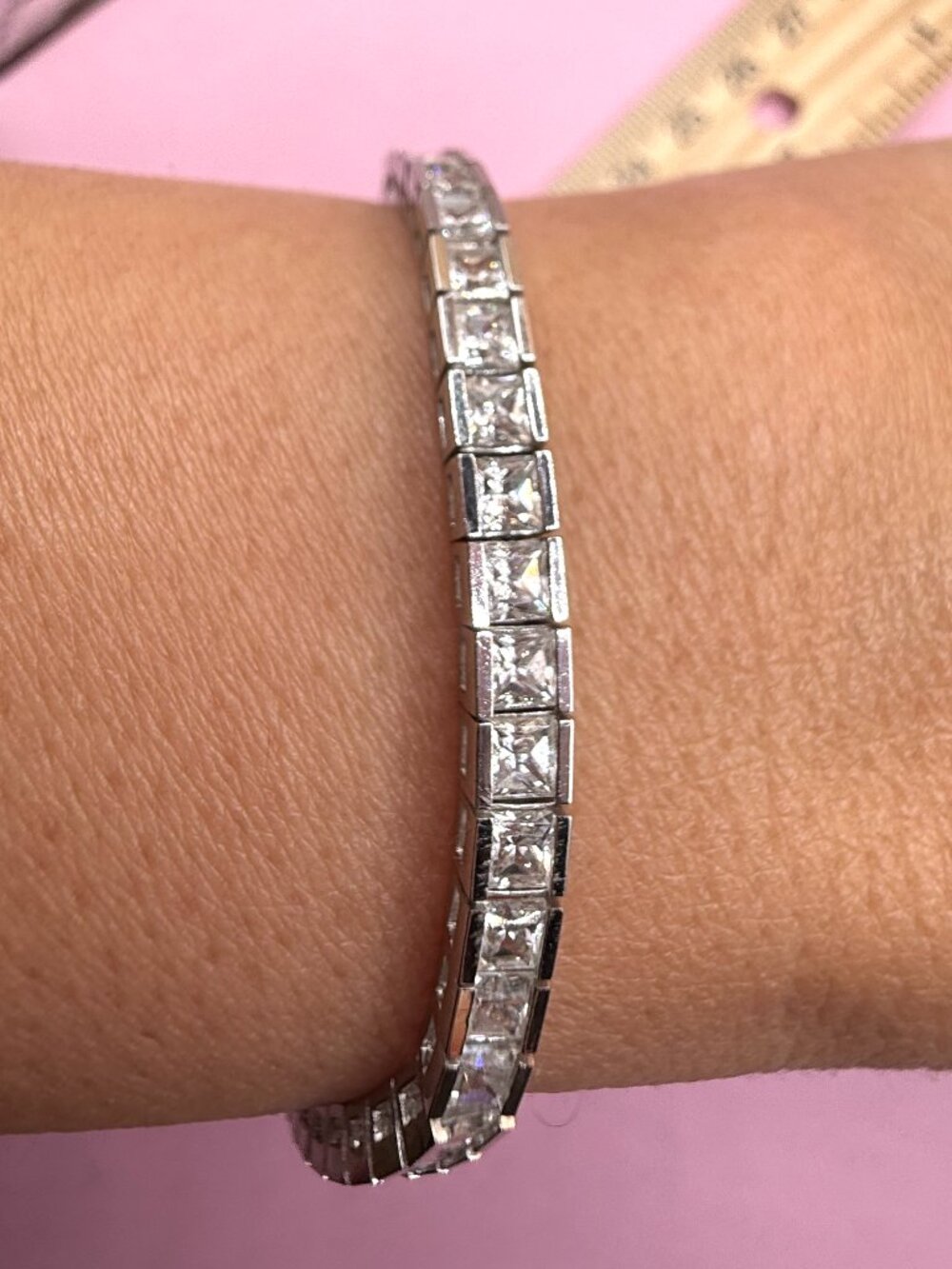 Sterling Silver CZ Cubic Zirconia Elegant Tennis Bracelet Marked 925